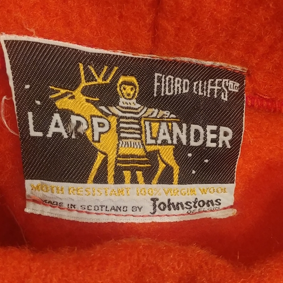 Vtg LAPP LANDER by Johnstone's Design Orange Wool Thick Sweater Scotland sz S-M - Picture 5 of 5
